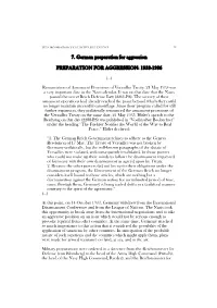 7. German Preparation for Aggression PREPARATION FOR