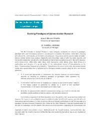 Evolving Paradigms of Communication Research