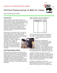 On-Farm Pasteurization of Milk for Calves