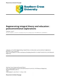 Regenerating Integral Theory and Education : Postconventional Explorations