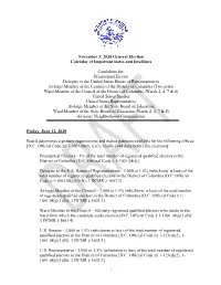 1 November 3, 2020 General Election Calendar of Important Dates And
