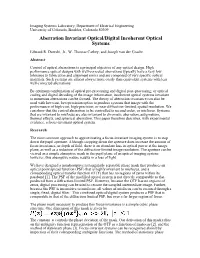 Aberration Invariant Optical/Digital Incoherent Optical Systems