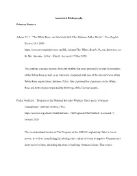 Annotated Bibliography Primary Sources Adams, D. L. “The White