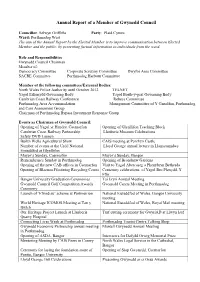 Annual Report of a Member of Gwynedd Council