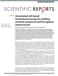 Automated Cell-Based Luminescence Assay for Profiling Antiviral