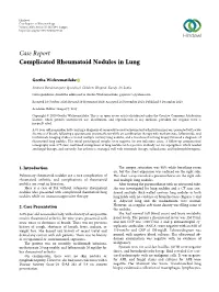 Complicated Rheumatoid Nodules in Lung
