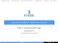 Engineering Analysis 2 : Multivariate Functions
