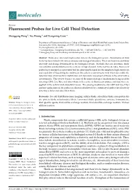 Fluorescent Probes for Live Cell Thiol Detection