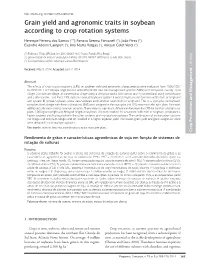 Grain Yield and Agronomic Traits in Soybean According to Crop Rotation Systems