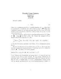 Periodic Linear Systems Lecture 17 Math 634 10/8/99