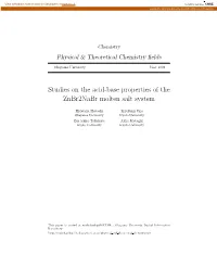 Studies on the Acid-Base Properties of the Znbr2nabr Molten Salt System