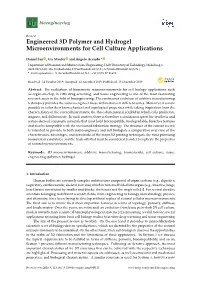 Engineered 3D Polymer and Hydrogel Microenvironments for Cell Culture Applications