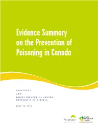 Evidence Summary on Poisoning in Canada