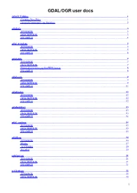 GDAL/OGR User Docs GDAL Utilities