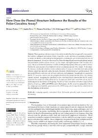 How Does the Phenol Structure Influence the Results of the Folin