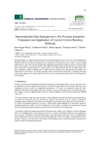 Nanomaterials Risk Assessment in the Process Industries: Evaluation and Application of Current Control Banding Methods