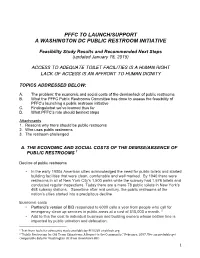 Pffc to Launch/Support a Washington Dc Public Restroom Initiative