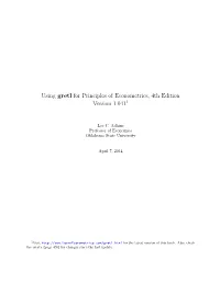 Using Gretl for Principles of Econometrics, 4Th Edition Version 1.0411