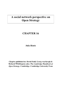 A Social Network Perspective on Open Strategy