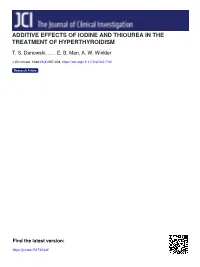 Additive Effects of Iodine and Thiourea in the Treatment of Hyperthyroidism