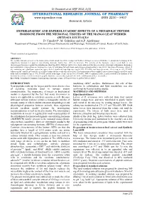 Hyperlipaemic and Hyperglycaemic Effects of a Metabolic Peptide Hormone from the Neuronal Tissues of the Mango Leaf Webber Orthaga Exvinacea D