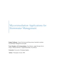 Mycoremediation Applications for Stormwater Management