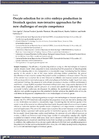 Oocyte Selection for in Vitro Embryo Production in Livestock Species: Non-Invasive Approaches for the New Challenges of Oocyte Competence