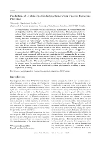 Prediction of Protein-Protein Interactions Using Protein Signature Profiling