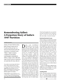 Remembering Sylhet: a Forgotten Story of India's 1947 Partition