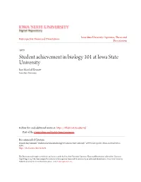 Student Achievement in Biology 101 at Iowa State University Roy Marshall Bennett Iowa State University