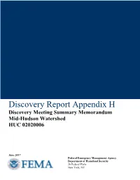 Discovery Report Appendix H Discovery Meeting Summary Memorandum Mid-Hudson Watershed HUC 02020006