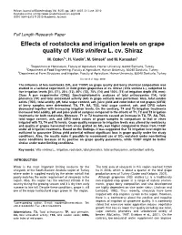 Effects of Rootstocks and Irrigation Levels on Grape Quality of Vitis Vinifera L