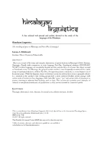 Himalayan Linguistics the Encoding Of