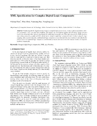 XML Specification for Complex Digital Logic Components