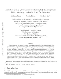 Accretion Onto a Quintessence Contaminated Rotating Black Hole : Violating the Lower Limit for Eta Over S Arxiv:1911.08304V2 [G