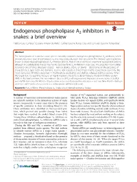 Endogenous Phospholipase A2 Inhibitors in Snakes: a Brief Overview