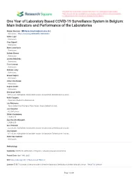 One Year of Laboratory Based COVID-19 Surveillance System in Belgium: Main Indicators and Performance of the Laboratories