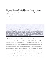 Party Strategy and Within-Party Variation in Immigration Attitudes