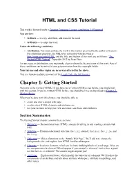HTML and CSS Tutorial Chapter 1: Getting Started