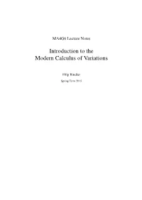Introduction to the Modern Calculus of Variations
