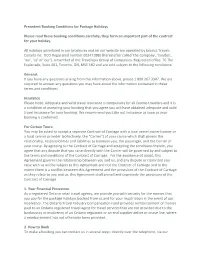 Precedent Booking Conditions for Package Holidays Please Read