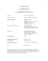 1 Final Technical Report Submitted to the U.S. GEOLOGICAL