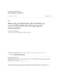 Muscovite Pseudomorphs After Staurolite As a Record of Fluid Infiltration During Prograde Metamorphism
