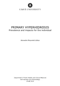 PRIMARY HYPERHIDROSIS Prevalence and Impacts for the Individual