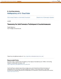 Taxonomy for Anti-Forensics Techniques & Countermeasures