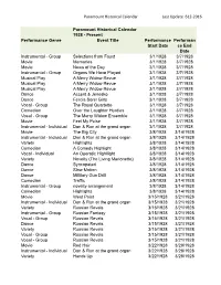 Web Paramount Historical Calendar 6-12-2016.Xlsx