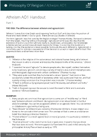 Atheism AO1 Handout Part 1