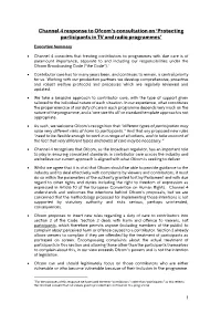 Channel 4 Response to Ofcom's Consultation on 'Protecting Participants in TV and Radio Programmes'