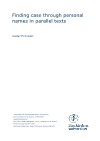 Finding Case Through Personal Names in Parallel Texts