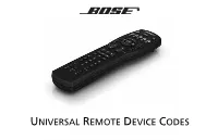 UNIVERSAL REMOTE DEVICE CODES AM323034 Rev.01 AM323034 01.Fm Page 0 Friday, September 24, 2010 3:01 PM